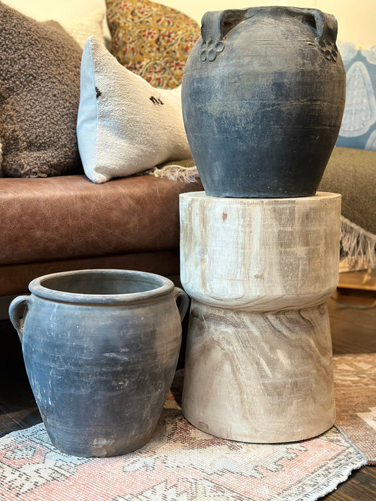 Found Charcoal Terracotta Urns