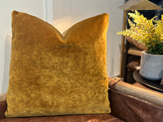 Dark Gold Velvet Decorative Throw Pillow