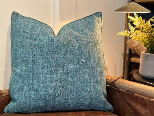 Jewel Blue Woven Decorative Throw Pillow