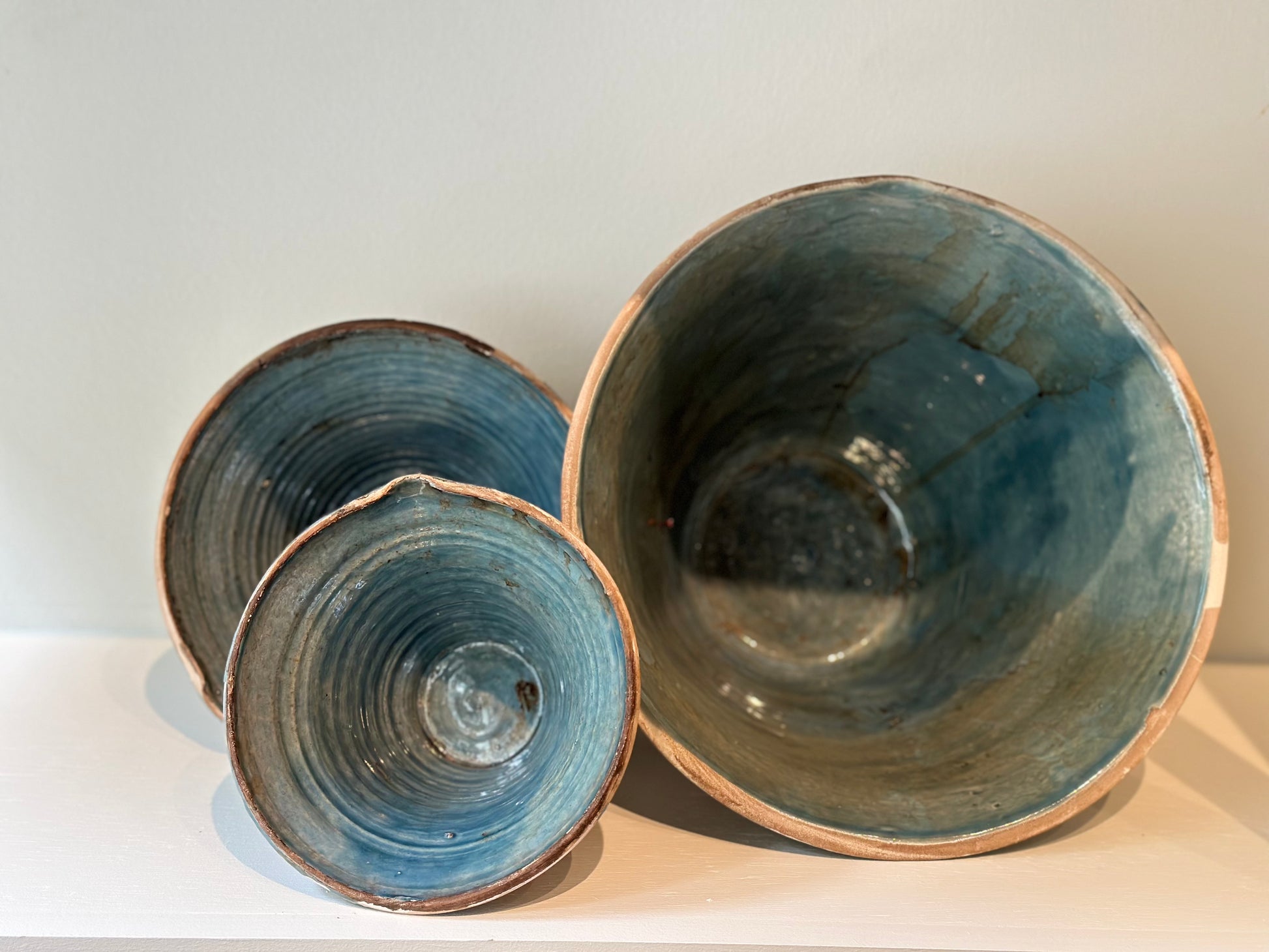 Vintage Blue Glaze Bowls