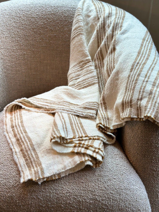 Sienna Striped Linen Throw Blanket