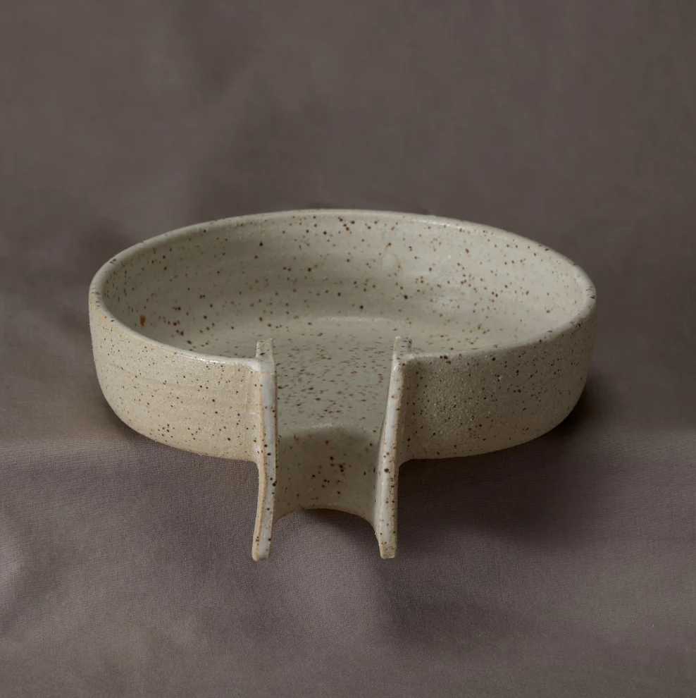 Handmade Pottery Roman Soap Dish in Oat