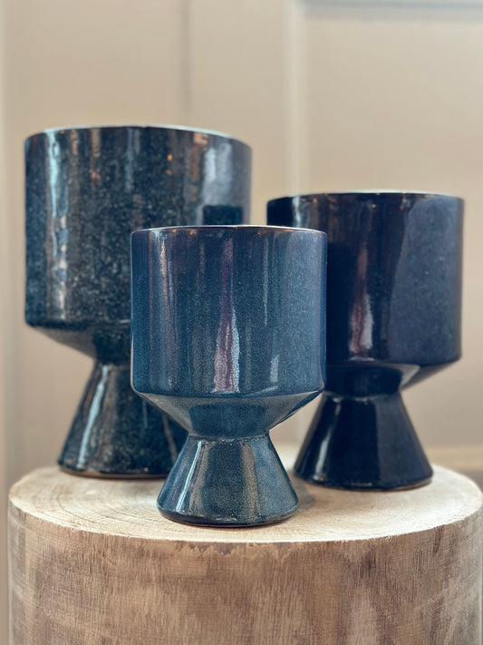 Handmade Ceramic Glazed Pedestal Pots