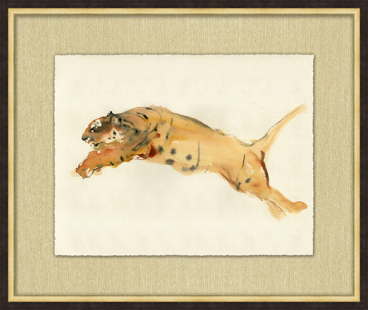 Giclee Watercolor Tiger in black and gold frame
