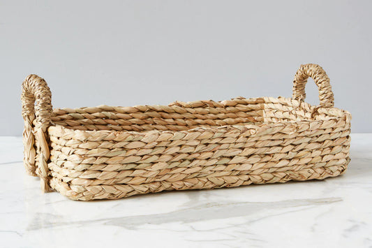 Woven Seagrass Rectangle Basket with Handles