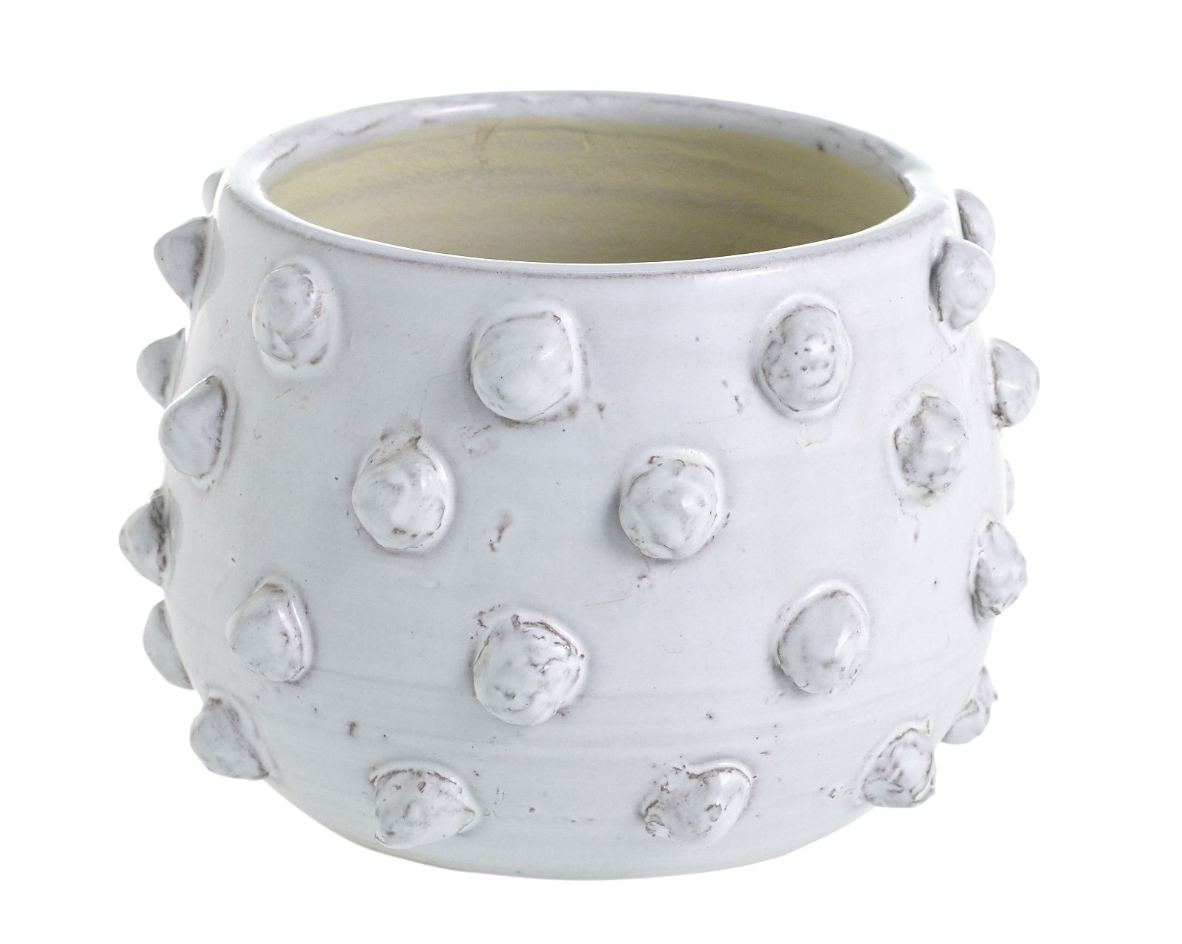 Ceramic White Glazed Rosie Pot with Embossed Dots