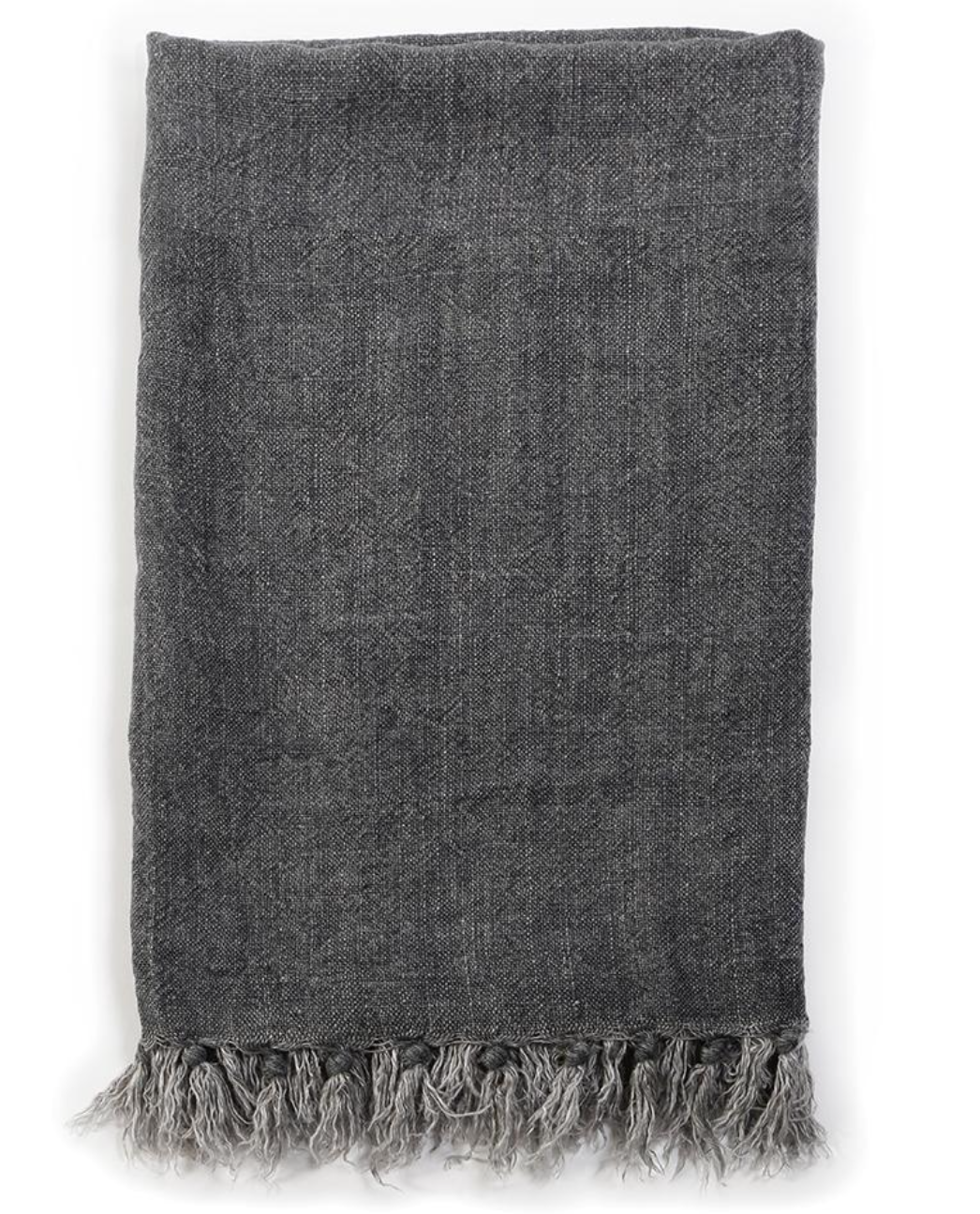 Handwoven Belgian Linen Throw in Charcoal