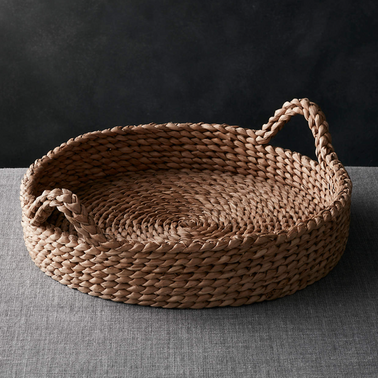 Woven Round Tray with Handles