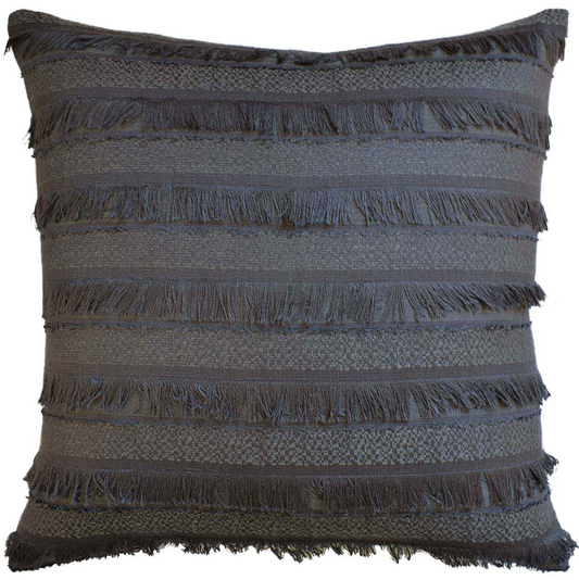 Charcoal Fringe Decorative Throw Pillow