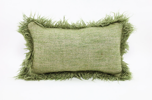 Nash Decorative Lumbar Pillow in Moss with Fringe