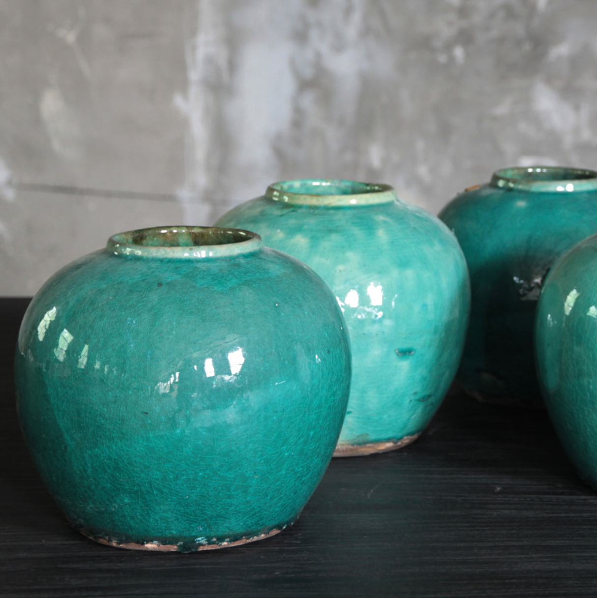 Found Vintage Emerald Ginger Jars