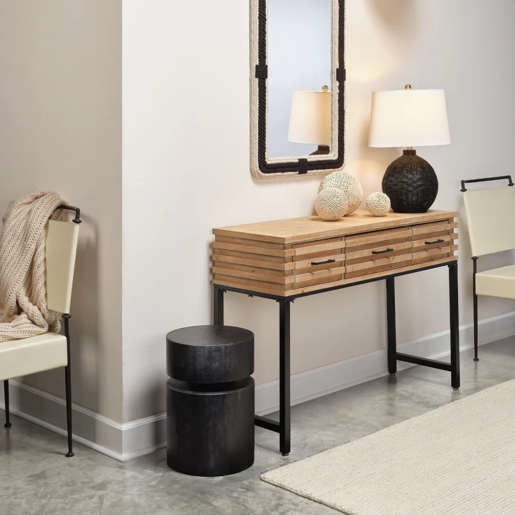 Stacked Charcoal Side Table