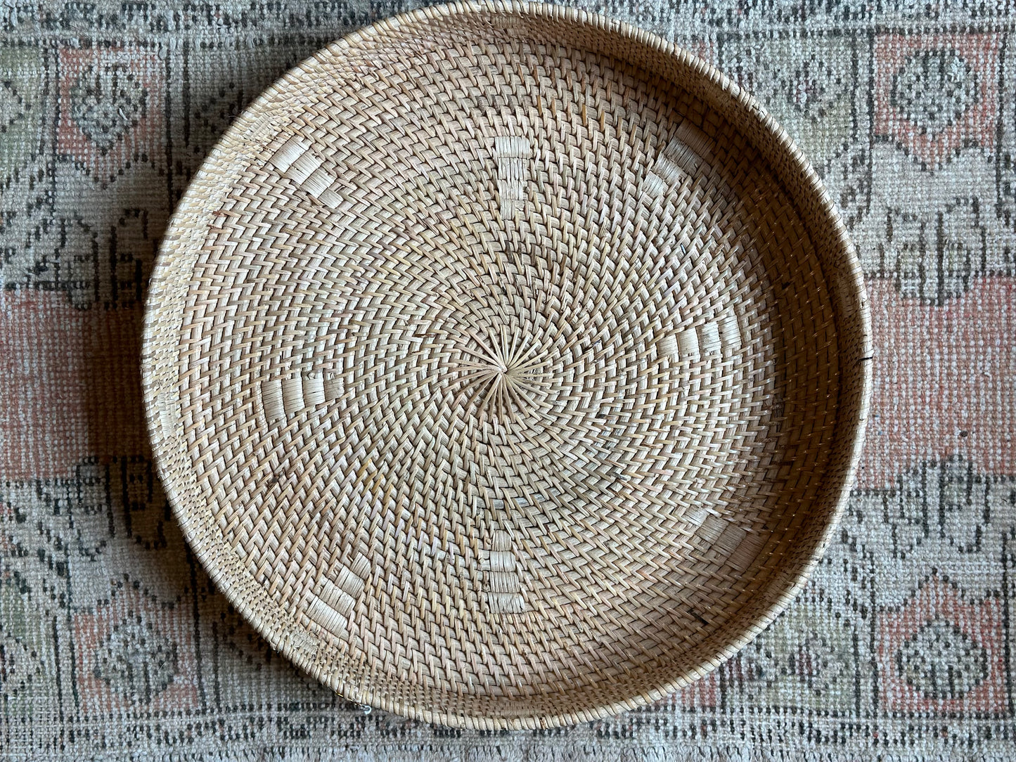 Natural Woven Round Basket Tray Small
