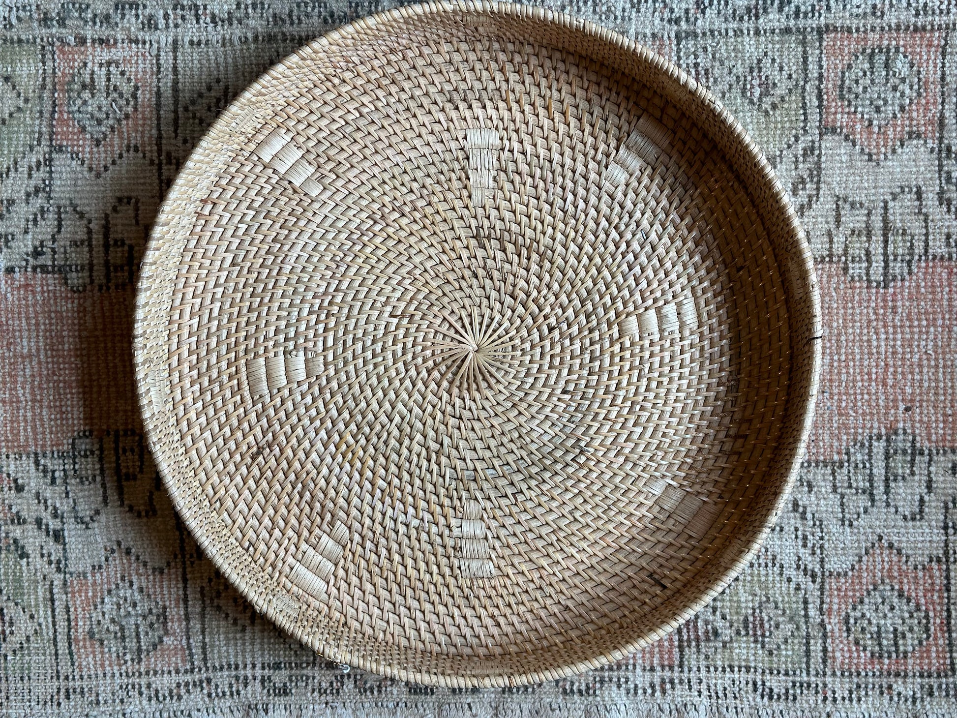 Natural Woven Round Basket Tray Small