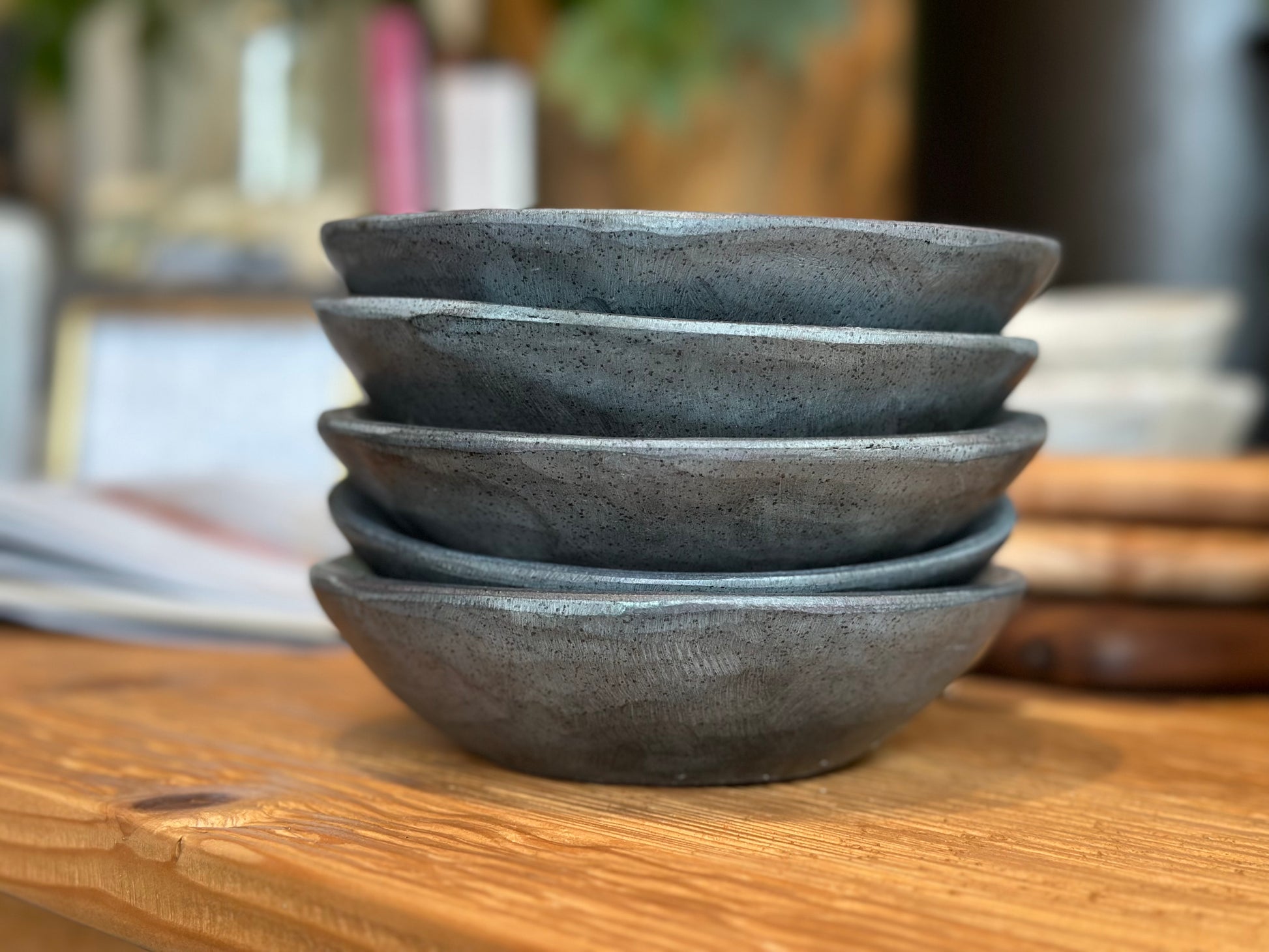 Found Vintage Solid Black Stone Tray