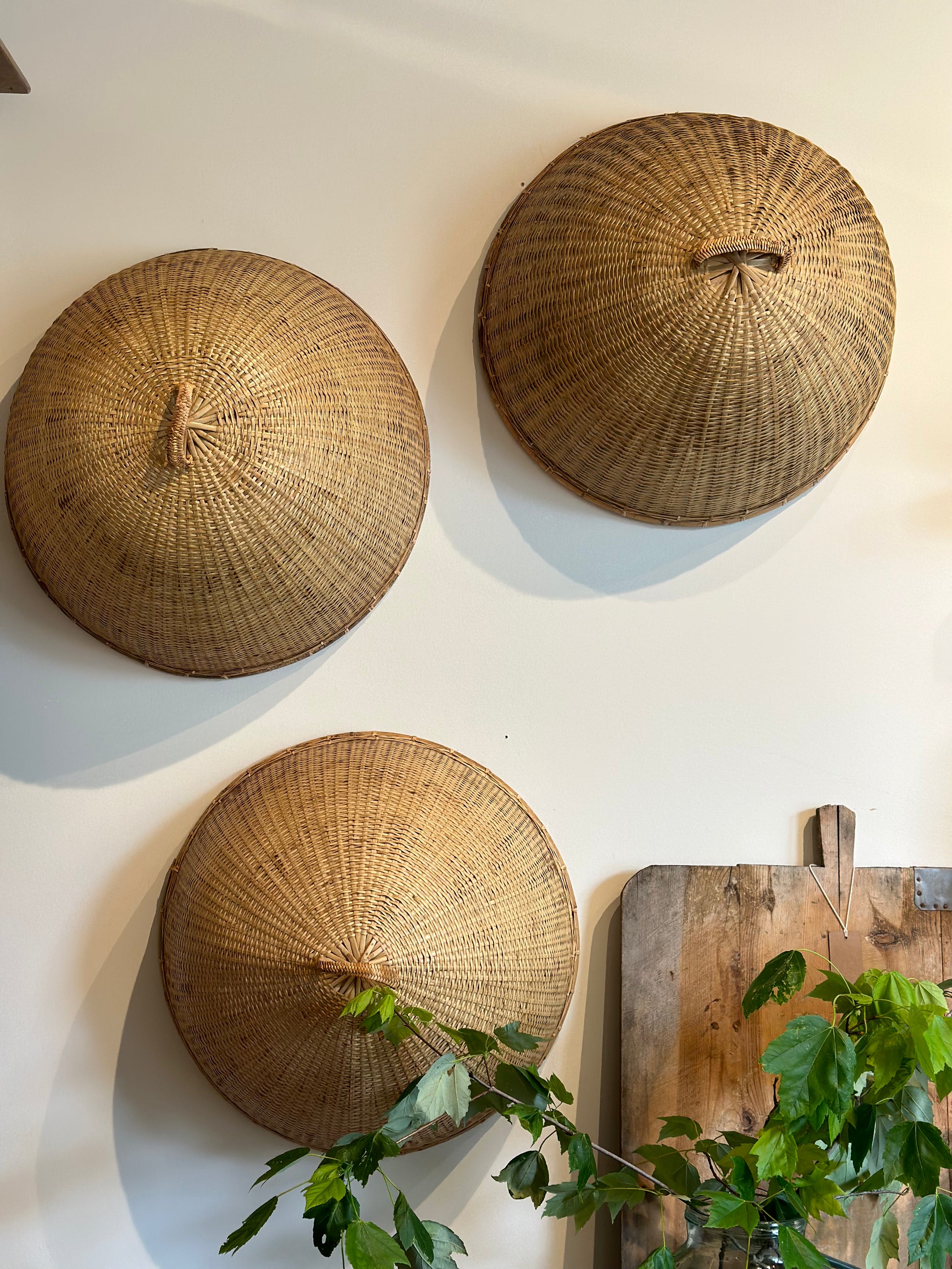 Vintage Handwoven basket Domes with Top Handle