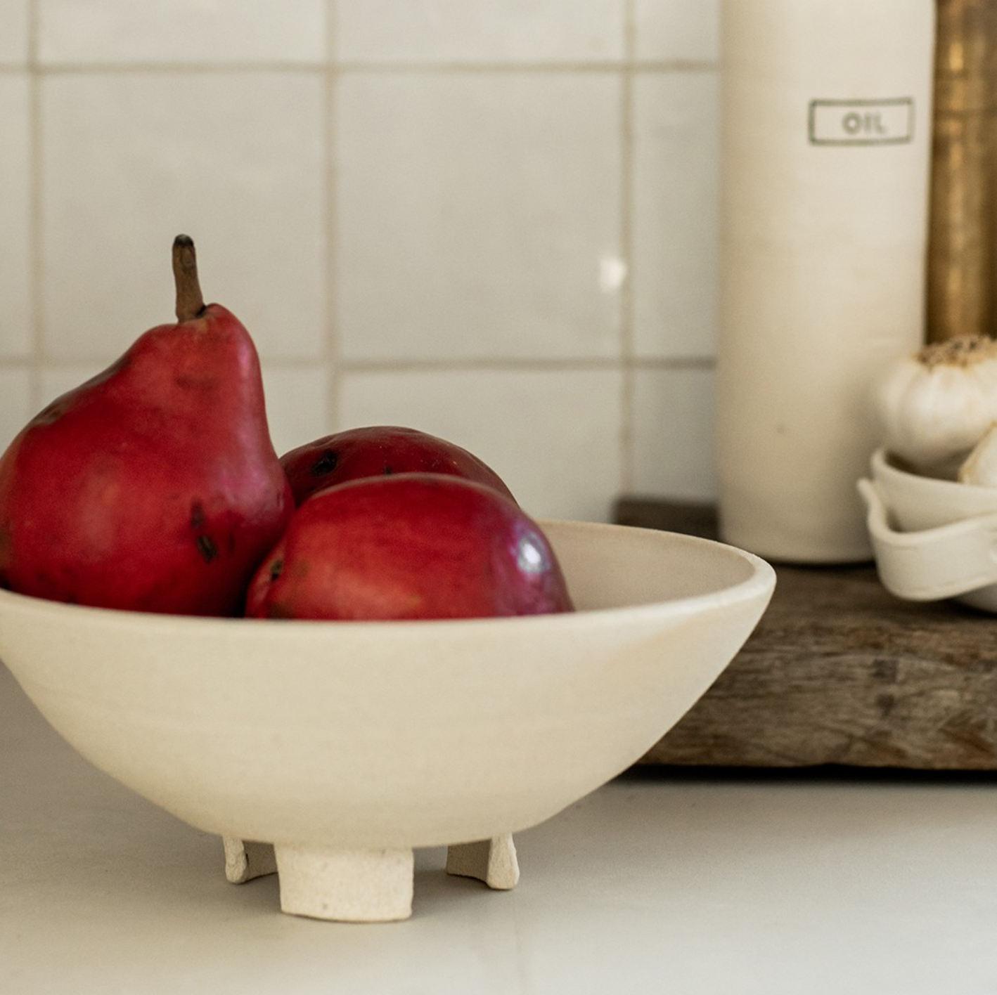 Handmade Pottery Fiona Bowl in Raw Blanc
