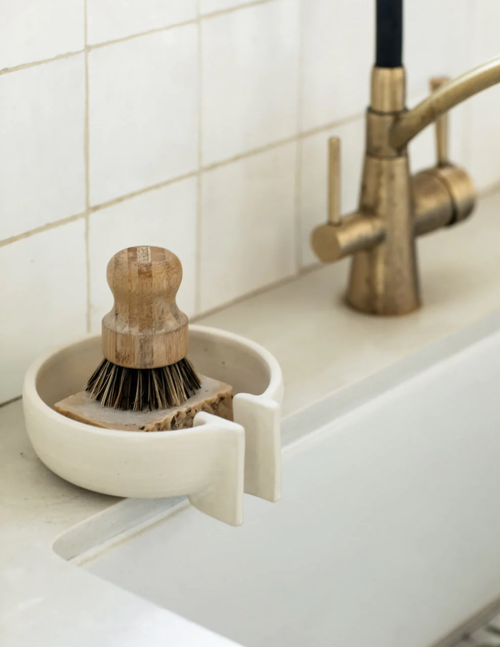 Handmade Pottery Roman Soap Dish in Oat