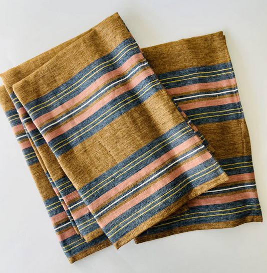 Belgian Linen Striped Multicolor Tea Towel
