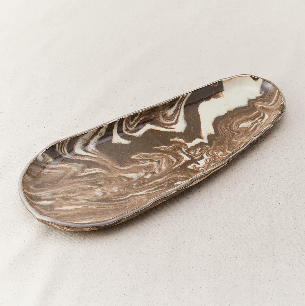 Handmade Pottery Marbled Glaze Tray