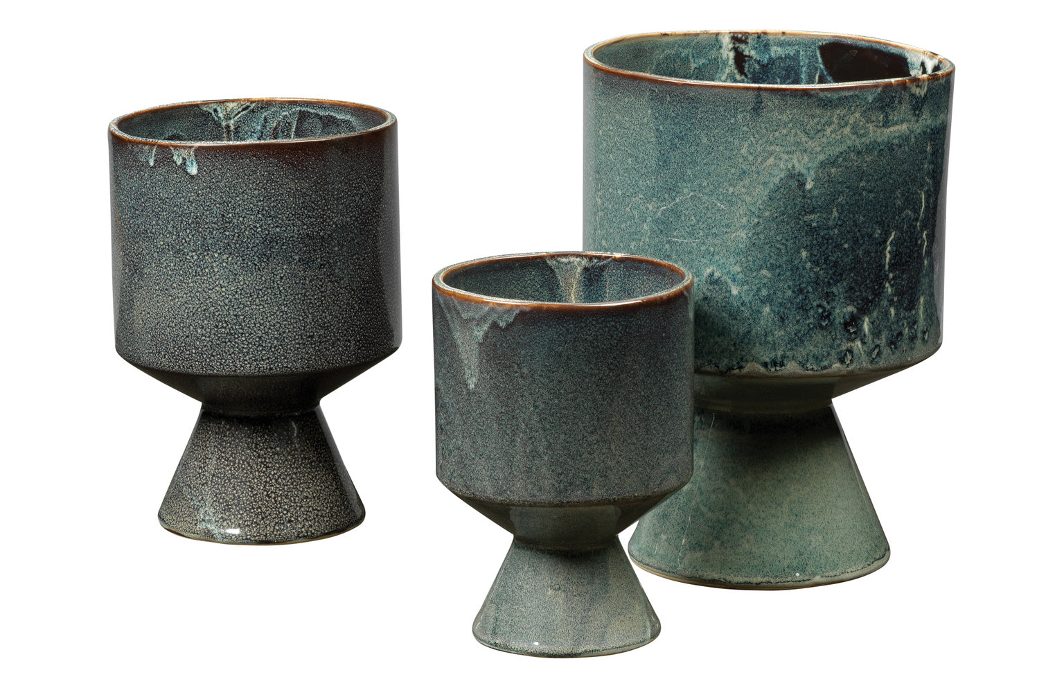 Handmade Ceramic Glazed Pedestal Pots
