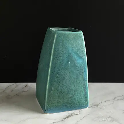 Handmade Medium Square Vase in Teal