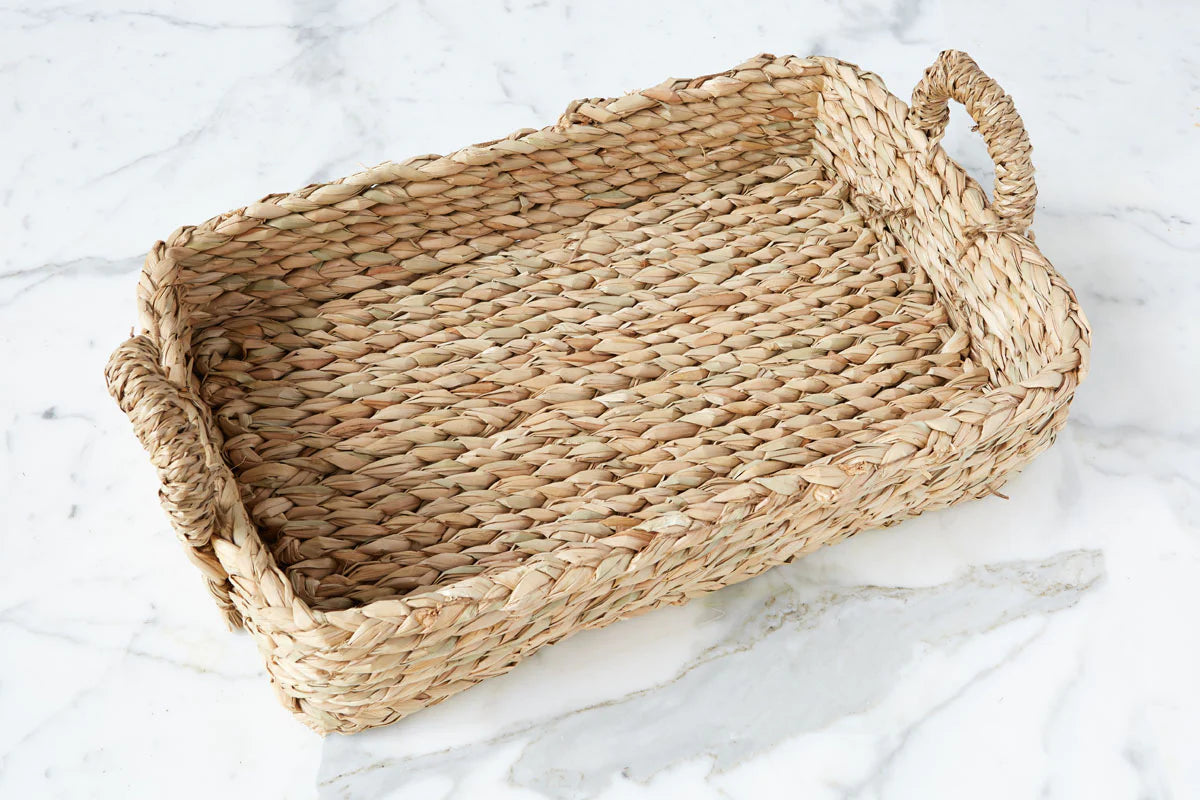 Woven Seagrass Rectangle Basket with Handles