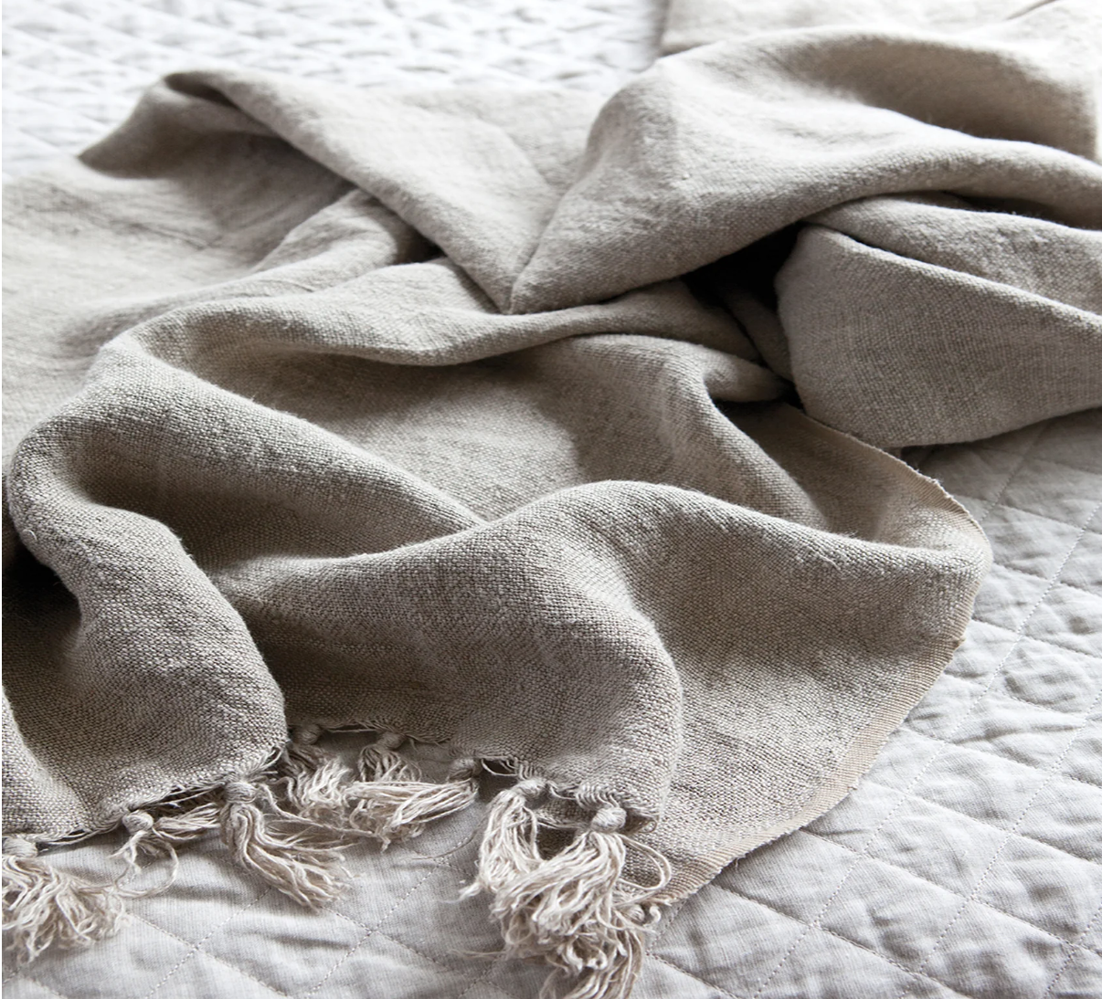 Handwoven Belgian Linen Throw in Charcoal