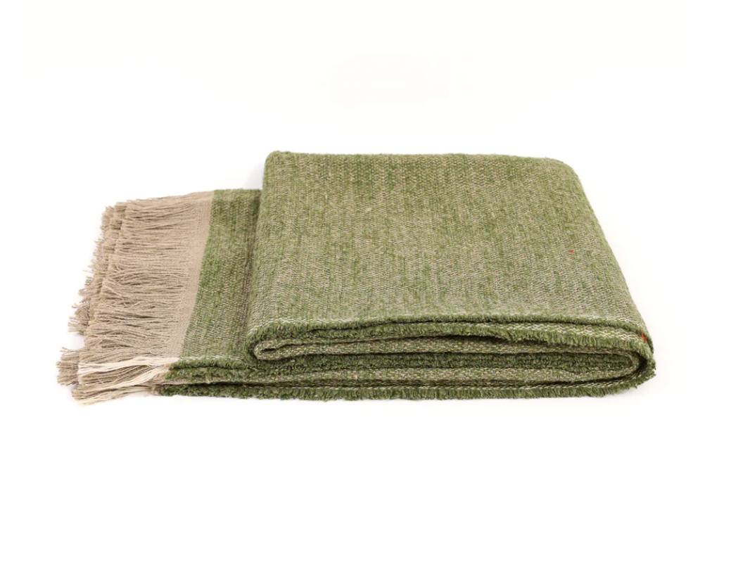 Nash Belgian Linen Throw in Moss