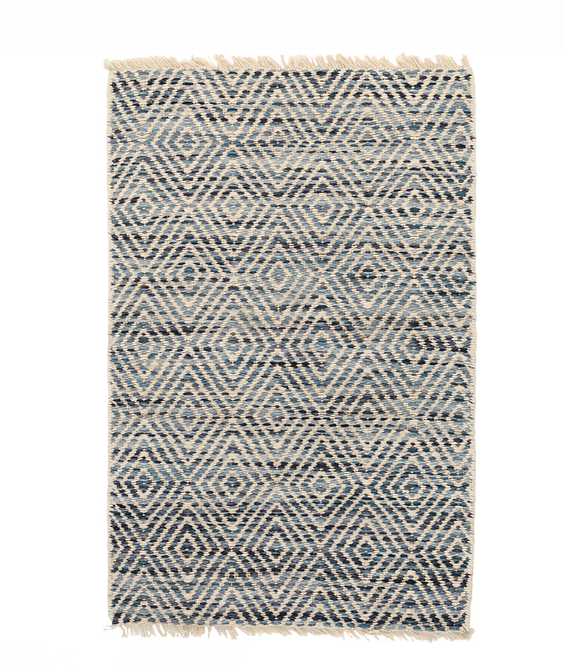 Indigo Blue Diamond Jute Rug