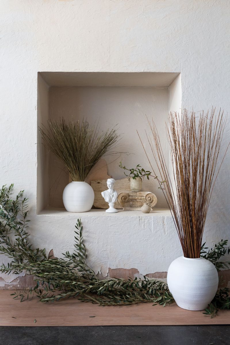 Large textural white cement grecian vase